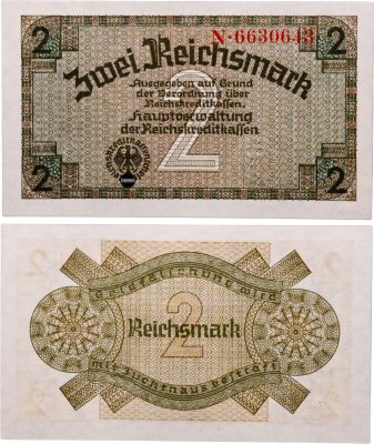 купить Германия 2 рейхсмарки (reichsmark) 1940-1945 "Немецкие оккупационные территории"
