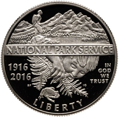 купить США 50 центов (1/2 доллара, half dollar) 2016 "100 лет Службе национальных парков США",с сертификатом, знак монетного двора: "S" - Сан-Франциско