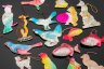 Купить Набор из 17 винтажных ёлочных игрушек различных форм и расцветок, картон, штамповка, аэрография, СССР, 1950-1980 гг.