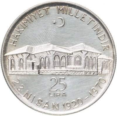 купить Турция 25 лир (lira) 1970 50 лет Великому национальному собранию Турции