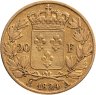 Купить Франция 20 франков (francs) 1824 с портретом императора Луи XVIII (Людовика XVIII)