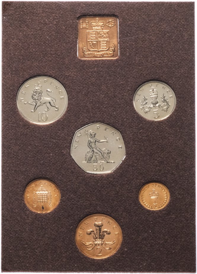 купить Великобритания набор монет 1974 (6 моет+ жетон в коробке)