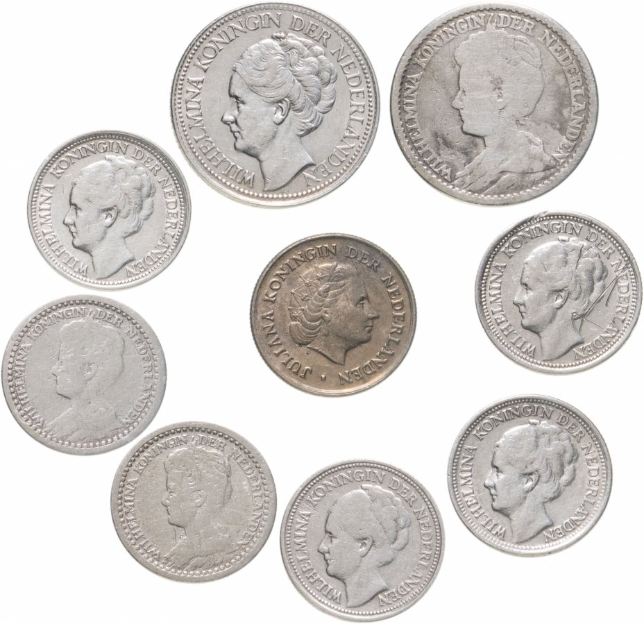купить Нидерланды набор из 9 монет 1913-1978