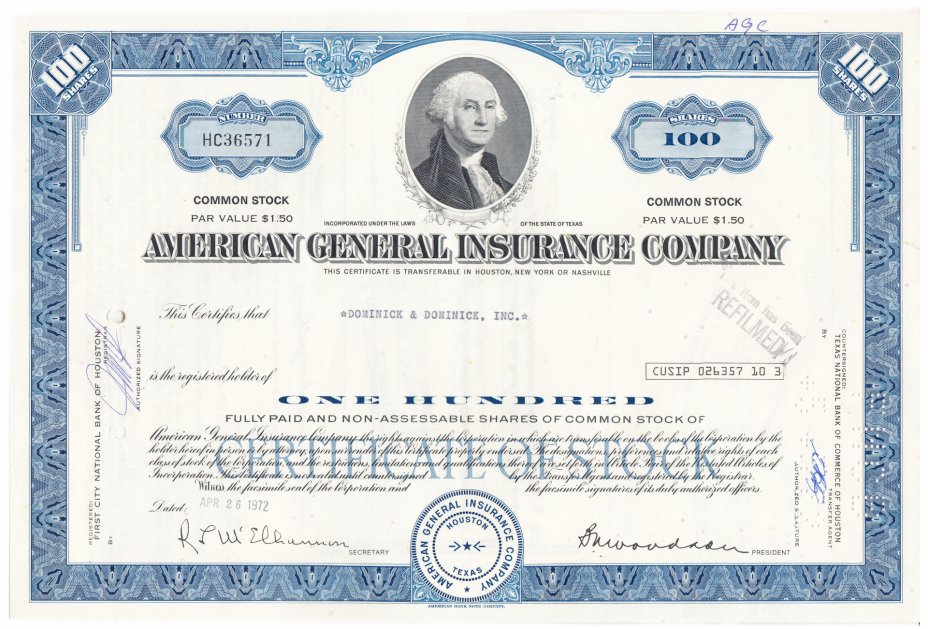 купить Акция США American General Insurance Company 1971-  1979 гг.
