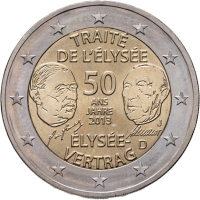купить Германия 2 евро 2013 "50 лет Елисейскому договору о франко-германской дружбе"