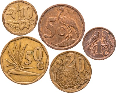 купить ЮАР набор из 5 монет 1, 5, 10, 20, 50 центов 1995-2008 Флора и Фауна