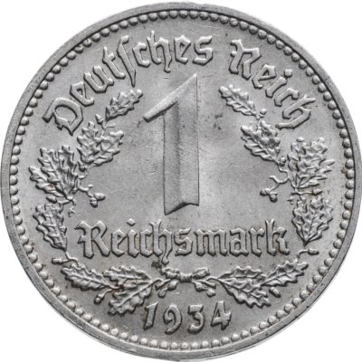 купить Германия (Третий рейх) 1 рейхсмарка (reichsmark) 1934 D