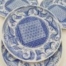 Купить Набор из 4-х десертных тарелок, украшенных растительно-геометрическим орнаментом, фарфор, роспись, Ленинградский фарфоровый завод (ЛФЗ), СССР, 1955-1957 гг.