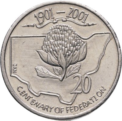 купить Австралия 20 центов (cents) 2001 "Столетие Федерации - Новый Южный Уэльс"