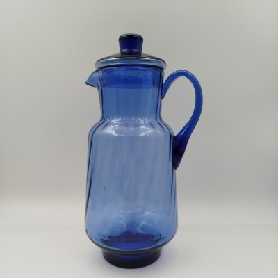 купить Кувшин с крышкой синего цвета, цветное стекло, СССР, 1970-1990 гг.