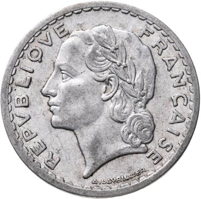 купить Франция 5 франков (francs) 1946 Алюминий /серый цвет/ Без отметки монетного двора