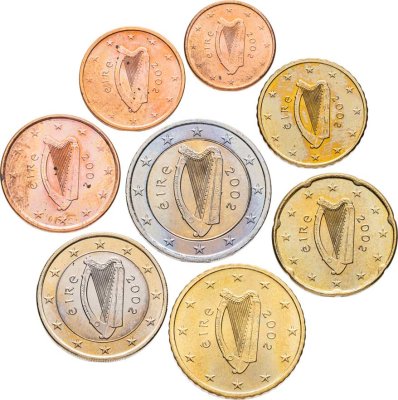 купить Ирландия, набор из 8 разменных монет евро 2002 г.