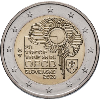 купить Словакия 2 евро 2020 20 лет вступлению Словакии в ОЭСР