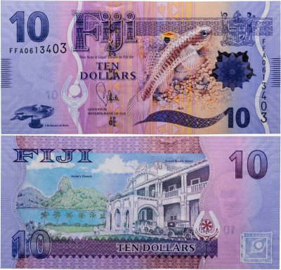 купить Фиджи 10 долларов 2012 года "Рыба бычок -Бели. Отель Гранд Пасифик" Фауна