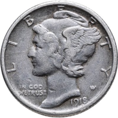 купить США 10 центов (дайм) 1918 S "Mercury Dime"