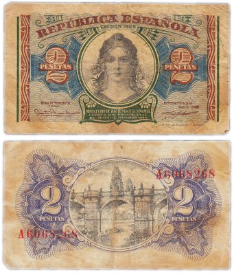 купить Испания 1 песета 1938 Pick 95 (Свобода, Толедский мост (Мадрид)) (4 шт)