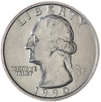 купить США 25 центов (квотер, 1/4 доллара, quarter dollar) 1990 P "Washington Quarter"