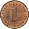 Купить Германия, Третий рейх 1 рейхспфенниг (reichspfennig) 1939, знак  монетного двора: "D" - Мюнхен