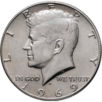 купить США 50 центов (1/2 доллара, half dollar) 1969 D Kennedy Half Dollar (Кеннеди) знак монетного двора "D" - Денвер