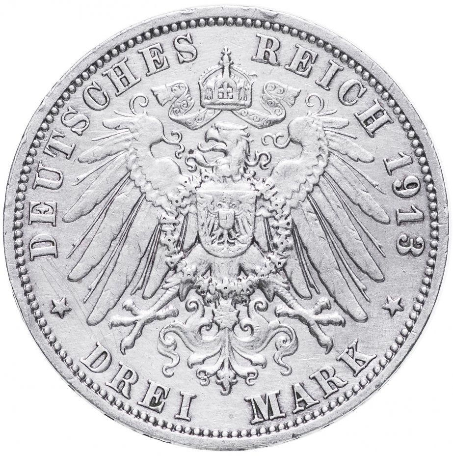 купить Германия (Саксония) 3 марки 1913 "100-летие битвы при Лейпциге"