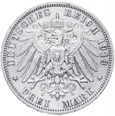 купить Германия (Саксония) 3 марки 1913 "100-летие битвы при Лейпциге"
