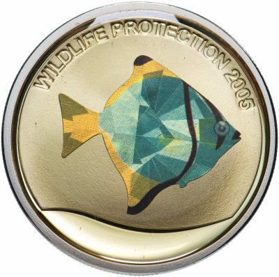 купить Республика Конго 10 франков 2005 Proof "Защита дикой природы - рыба призма"