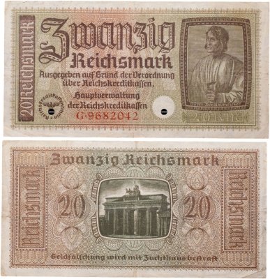 купить Германия, Третий Рейх 20 марок 1940-1945