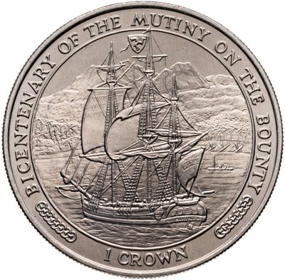 купить Остров Мэн 1 крона (crown) 1989 "200 лет мятежу на "Баунти". Корабль"