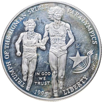 купить США 1 доллар 1995 "XXVI летние Олимпийские Игры, Атланта 1996 - Бег, Паралимпийские игры"