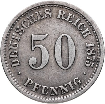 купить Германия 50 пфеннигов (pfennig) 1875 D знак монетного двора: "D" - Мюнхен