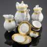 Купить Набор чайно-кофейный из серии "Avignon" на 3 персоны (9 предметов), украшенный орнаментальными лентами с сюжетом катания на козлах, фарфор, Pirkenhammer, Чехословакия, 1918-1938 гг.