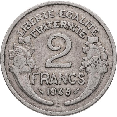 купить Франция 2 франка (francs) 1945 C знак монетного двора: "C" - Кастельсарразен