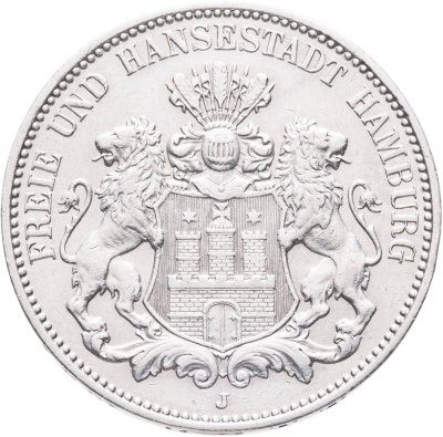 купить Германская империя, Гамбург 3 марки (mark) 1909 J
