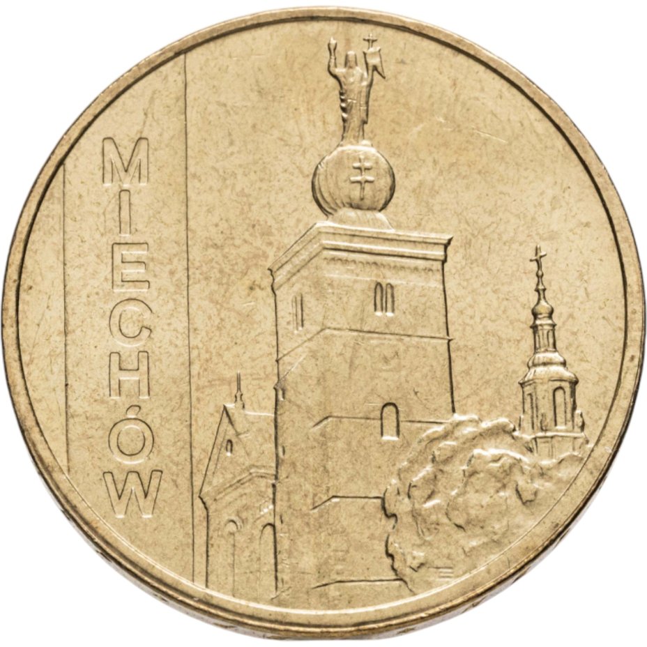 Монета Польша 2 злотых Zlote 2010 Города Польши Мехув стоимостью 