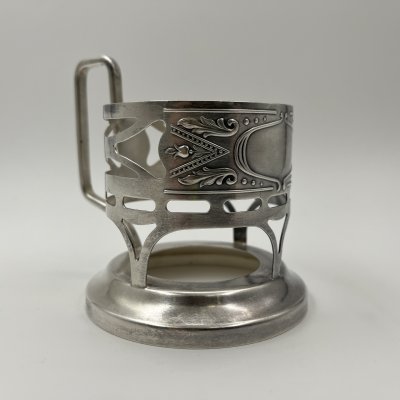 купить Подстаканник в стиле Модерн, мНЦ (медь-никель-цинк), Киевский завод столовых приборов и посуды им. Дзержинского (ЗiД, ЗиД), СССР, 1950-1962 гг.