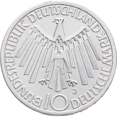 купить Германия 10 марок 1972 J "XX летние Олимпийские Игры, Мюнхен 1972 - Эмблема "In München""