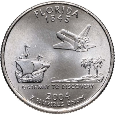 купить США 1/4 доллара (квотер, 25 центов) 2004 P "Штат Флорида"