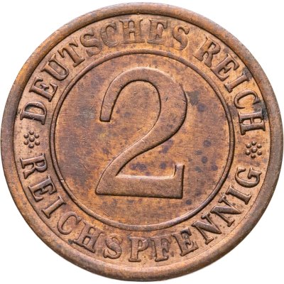 купить Германия 2 рейхспфеннига (reichspfennig) 1925 E знак монетного двора "E" — Мульденхюттен