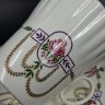 Купить Пара кофейная с декором в виде роз и гирлянд (форма "Одуванчик"), фарфор, деколь, золочение, Ленинградский фарфоровый завод (ЛФЗ), СССР, 1970-1992 гг.
