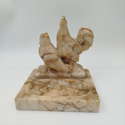 купить Визитница (мелочница) "Петух и курочка", мрамор, резьба, СССР, 1950-1970 гг.