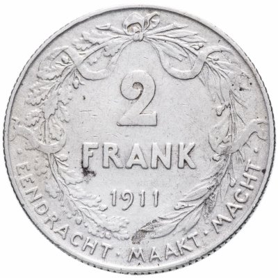 купить Бельгия 2 франка (frank) 1911, надпись на нидерландском "DER BELGEN"