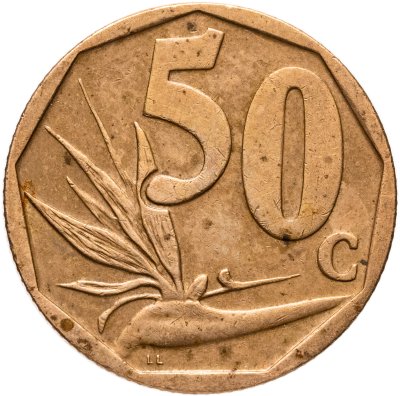 купить ЮАР 50 центов (cents) 2008 надпись - "Afrika Tshipembe"