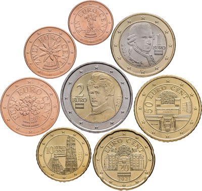 купить Австрия полный годовой набор из 8 монет евро 2021