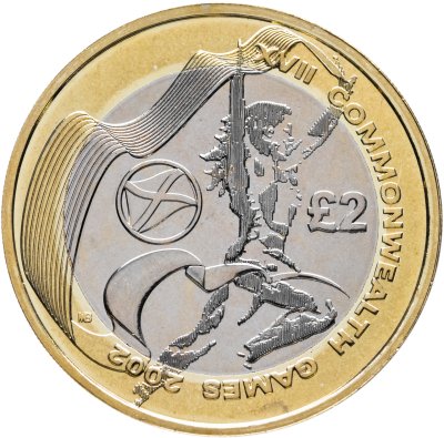 купить Великобритания 2 фунта (pounds) 2002 "XVII Игры Федерации Содружества наций - флаг Шотландии"