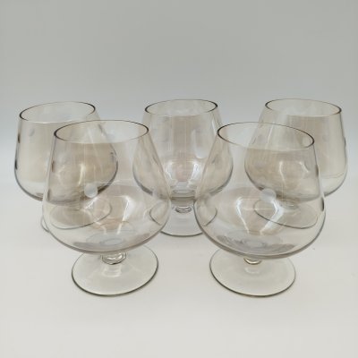 купить Набор коньячных бокалов на 5 персон, стекло, люстр, резьба, СССР, 1970-1990 гг.