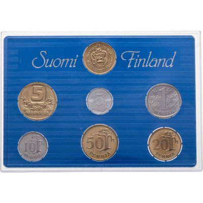 купить Финляндия набор из 6-ти монет и жетона 1988 в футляре