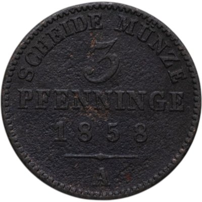 купить Пруссия 3 пфеннига 1858 A