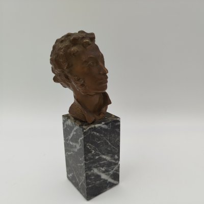 купить Бюст "А.С. Пушкин", скульптор Петросян, силумин, камень, Мытищинский завод художественного литья (МЗХЛ), СССР, 1970-1980 гг.