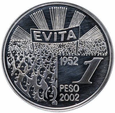 купить Аргентина 1 песо (peso) 2002 "50 лет со дня смерти Марии Эвы Дуарте де Перон"