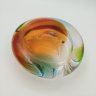 Купить Пепельница необычной формы в янтарно-зелёной гамме, цветное стекло, гутная техника, Чехословакия, 1970-1990 гг.